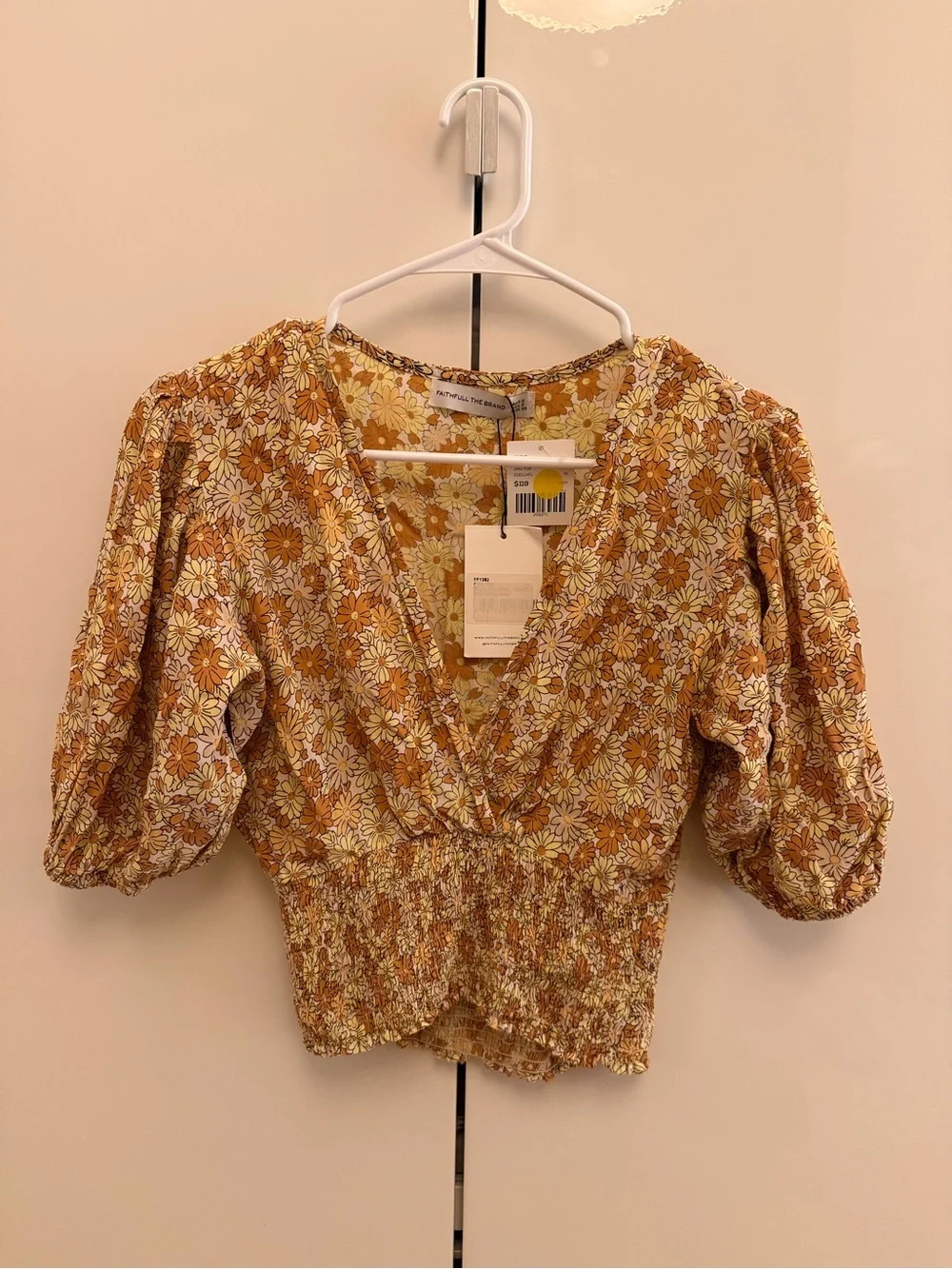 Faithfull the Brand Yellow Floral Blouse - Size XS